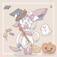 amount:solo atmosphere:halloween body-type:semi-anthro hat series:eeveelutions series:pokemon species:sylveon style:thin-border witch // 1500x1500 // 152KB
