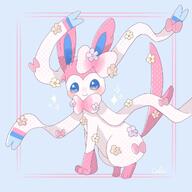 amount:solo body-type:feral feminine flower series:eeveelutions series:pokemon species:sylveon style:dithering style:girly style:pastel-colors style:thin-border wearing-flower // 1280x1280 // 886KB
