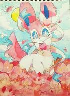 amount:solo atmosphere:flowers body-type:feral hall-of-fame:bronze series:eeveelutions series:pokemon species:sylveon style:traditional-art // 743x1024 // 169KB