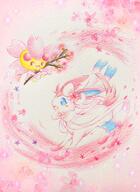 amount:pair atmosphere:petals atmosphere:sakura body-type:feral series:eeveelutions series:pokemon species:cherrim species:sylveon style:noisy style:traditional-art style:watercolor // 1170x1601 // 2.6MB