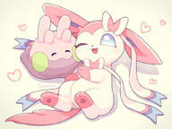 affection amount:pair body-type:blob body-type:slightly-chubby cheek-rub pressing-same-body-part-against-each-other series:eeveelutions series:pokemon species:goomy species:sylveon style:kawaii // 1600x1200 // 1.4MB