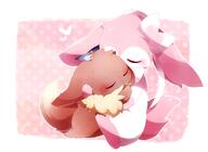 amount:pair body-type:feral series:eeveelutions series:pokemon species:eevee species:sylveon style:abstract-background style:kawaii style:playful style:very-kawaii style:very-playful style:white-border // 2204x1612 // 216KB