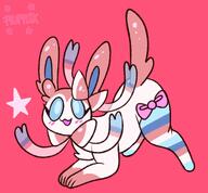 amount:solo body-type:feral hall-of-fame:bronze series:eeveelutions series:pokemon species:sylveon style:pastel-colors style:simple-colors thigh-highs wearing-bow // 2521x2335 // 337KB