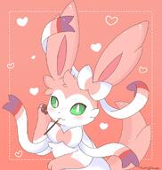 amount:solo artist:fluffydasher body-type:feral freckles hall-of-fame:bronze hall-of-fame:silver pocky series:eeveelutions series:pokemon species:sylveon style:girly style:kawaii style:one-color style:pink style:playful style:thin-border style:very-girly visibly-shy visual-teasing // 1285x1359 // 132KB