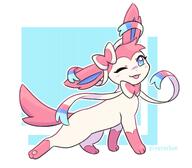 amount:solo blep body-type:feral series:eeveelutions series:pokemon species:sylveon style:abstract-background style:kawaii style:outline style:pastel-colors style:playful style:very-kawaii style:white-border wink // 2000x1751 // 1.2MB