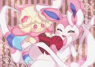 affection amount:pair atmosphere:valentines-day body-type:feral body-type:semi-anthro chocolate cuddling series:eeveelutions series:pokemon species:sylveon style:contrasting-colors style:girly style:kawaii style:lens-flare style:outline style:striped-background style:very-girly // 2048x1448 // 3.4MB