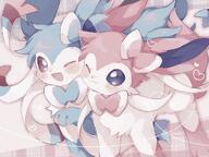 affection amount:pair body-type:feral cheek-rub cuddling hall-of-fame:bronze pressing-same-body-part-against-each-other series:eeveelutions series:pokemon species:shiny-pokemon species:sylveon style:detailed-pattern style:girly style:one-color style:pink // 1011x759 // 758KB