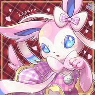 amount:solo body-type:feral dress hall-of-fame:bronze hall-of-fame:silver outfit series:eeveelutions series:pokemon species:sylveon style:abstract-background style:checkered style:detailed-pattern style:noisy style:thin-border wearing-bow // 1500x1500 // 876KB