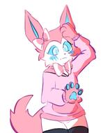 amount:solo body-type:anthro casual-outfit series:eeveelutions series:pokemon species:sylveon style:kemono sweater thigh-highs // 1727x2100 // 176KB