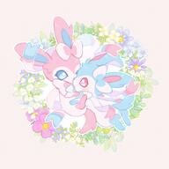 amount:pair atmosphere:flowers body-type:feral flower series:eeveelutions series:pokemon species:shiny-pokemon species:sylveon style:chromatic-aberration style:outline // 2000x2000 // 307KB