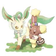 amount:pair atmosphere:easter basket body-type:feral body-type:semi-anthro outfit series:eeveelutions series:pokemon species:buneary species:leafeon // 2048x2048 // 327KB
