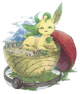 amount:solo atmosphere:mountains atmosphere:ruins body-type:feral macro pokeball series:eeveelutions series:pokemon species:leafeon style:vintage // 1178x1392 // 1.3MB