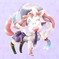amount:solo body-type:feral hall-of-fame:bronze hat outfit schoolgirl-outfit series:eeveelutions series:pokemon species:sylveon style:outline style:watercolor // 2000x2000 // 553KB