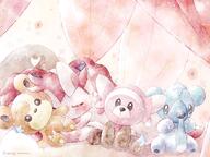 affection amount:solo atmosphere:regal body-type:feral cuddling plush princess series:eeveelutions series:pokemon species:cubchoo species:stufful species:sylveon species:teddiursa style:girly style:playful style:watercolor // 2000x1500 // 4.0MB