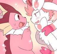 amount:pair body-type:feral panicked series:eeveelutions series:pokemon species:shiny-pokemon species:sylveon species:vaporeon style:dithering style:girly style:simple-colors style:sparkly // 1110x1054 // 425KB