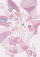 affection amount:pair body-type:feral cuddling love-ball series:eeveelutions series:pokemon species:furret species:sylveon style:girly style:kawaii style:one-color style:painted style:pink // 1450x2048 // 1.6MB