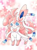 amount:solo body-type:feral hair long-hair series:eeveelutions series:pokemon species:sylveon style:girly style:kawaii style:one-color style:outline style:pink style:very-kawaii // 768x1024 // 113KB
