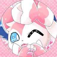 amount:solo body-type:feral series:eeveelutions series:pokemon species:sylveon style:girly style:icon style:kawaii style:one-color style:pink wink // 732x732 // 89KB