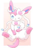 amount:solo arms-between-legs body-type:feral series:eeveelutions series:pokemon species:sylveon style:white-border wink // 1431x2048 // 161KB