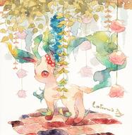 amount:solo atmosphere:garden atmosphere:zen-garden body-type:feral series:eeveelutions series:pokemon species:leafeon style:watercolor // 1169x1200 // 382KB