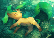 amount:solo atmosphere:fireflies atmosphere:forest atmosphere:sunlight body-type:feral series:eeveelutions series:pokemon species:leafeon style:girly style:sparkly // 1300x914 // 1.1MB