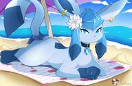 amount:solo atmosphere:beach body-type:feral feminine flower necklace series:eeveelutions series:pokemon species:glaceon style:girly wearing-flower // 3079x2024 // 2.4MB