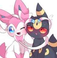 amount:pair blushing body-type:feral series:eeveelutions series:pokemon species:sylveon species:umbreon wink // 1732x1762 // 771KB