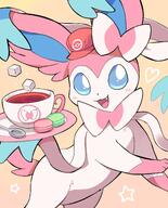 amount:solo atmosphere:cafe body-type:feral food macarons series:eeveelutions series:pokemon species:sylveon style:girly sweets tea // 1616x2000 // 293KB