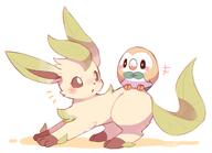 amount:pair body-type:feral body-type:semi-anthro series:eeveelutions series:pokemon species:leafeon species:rowlet style:chromatic-aberration // 1800x1300 // 455KB