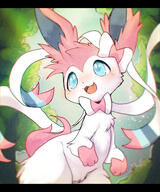 amount:solo atmosphere:forest body-type:semi-anthro series:eeveelutions series:pokemon species:sylveon style:chromatic-aberration style:intentional-blur // 2500x3000 // 3.9MB