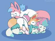affection amount:multiple body-type:feral cuddling series:eeveelutions series:pokemon sleeping species:sylveon style:playful // 1000x748 // 1.5MB