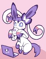 amount:solo body-type:feral coffee drink hall-of-fame:bronze oc series:eeveelutions series:pokemon species:sylveon style:pastel-colors tea using-computer // 615x791 // 221KB
