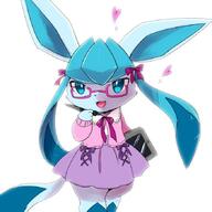 amount:solo body-type:semi-anthro glasses nerdy outfit schoolgirl-outfit series:eeveelutions series:pokemon species:glaceon // 680x679 // 67KB