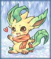 amount:solo atmosphere:cavern atmosphere:snowy body-type:feral body-type:semi-anthro scarf series:eeveelutions series:pokemon species:leafeon style:no-anti-aliasing // 350x400 // 85KB