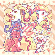 amount:multiple body-type:feral body-type:semi-anthro grouping:fire-types series:eeveelutions series:pokemon species:fennekin species:flareon species:litten species:ponyta species:scorbunny species:vulpix style:girly style:pastel-colors // 540x540 // 148KB