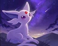 amount:solo atmosphere:hills atmosphere:night atmosphere:stary body-type:feral forehead-gem series:eeveelutions series:pokemon species:espeon style:painted // 1469x1161 // 135KB