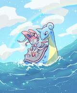 amount:pair atmosphere:beach atmosphere:fantasy body-type:feral riding series:eeveelutions series:pokemon species:lapreas species:sylveon style:girly style:sparkly // 540x647 // 485KB