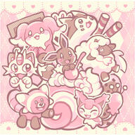 amount:multiple body-type:feral grouping:normal-types series:pokemon species:audino species:eevee species:furret species:meowth species:skitty species:stufful species:wooloo style:dithering style:girly style:pastel-colors // 540x540 // 125KB