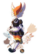 amount:solo body-type:anthro body-type:semi-anthro maid oran-berry outfit plush pokeball pokemon-berries species:cinderace species:scorbunny // 1488x2048 // 354KB
