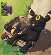 amount:solo atmosphere:farm atmosphere:field basket body-type:feral cramped series:eeveelutions series:pokemon species:umbreon // 1650x1787 // 562KB