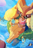 amount:multiple atmosphere:beach body-type:anthro drink glasses series:eeveelutions series:pokemon species:lopunny species:totodile species:vaporeon sunglasses // 1423x2048 // 817KB