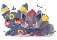affection amount:pair body-type:feral cuddling series:eeveelutions series:pokemon species:umbreon species:zorua // 1200x850 // 122KB