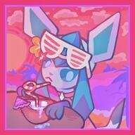 amount:solo atmosphere:beach atmosphere:sunset body-type:feral series:eeveelutions series:pokemon species:glaceon // 2048x2048 // 3.2MB