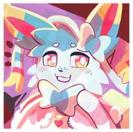 amount:solo body-type:feral cloak freckles necklace oc series:eeveelutions series:pokemon species:sylveon visibly-shy // 1214x1208 // 200KB