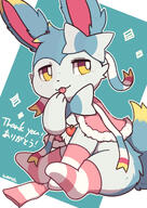 amount:solo blep body-type:feral character:sylve0n cloak fluffified necklace series:eeveelutions series:pokemon species:sylveon style:kawaii style:outline style:playful thigh-highs // 1273x1795 // 261KB