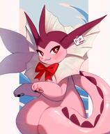 amount:solo atmosphere:beach body-type:feral oc series:eeveelutions series:pokemon species:vaporeon style:chromatic-aberration wearing-bow // 1811x2200 // 272KB