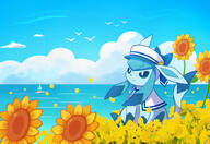 amount:solo atmosphere:cliffside body-type:feral outfit sailor series:eeveelutions series:pokemon species:glaceon style:chromatic-aberration style:intentional-blur style:kawaii sunflower // 2128x1460 // 357KB