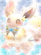 amount:solo body-type:feral series:pokemon species:eevee style:watercolor wearing-bow // 510x680 // 73KB