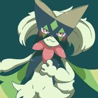 amount:solo body-type:anthro body-type:semi-anthro species:meowscarada visibly-shy visual-teasing // 768x768 // 54KB