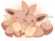 affection amount:pair body-type:feral cheek-rub pressing-same-body-part-against-each-other series:pokemon species:eevee // 1024x768 // 52KB
